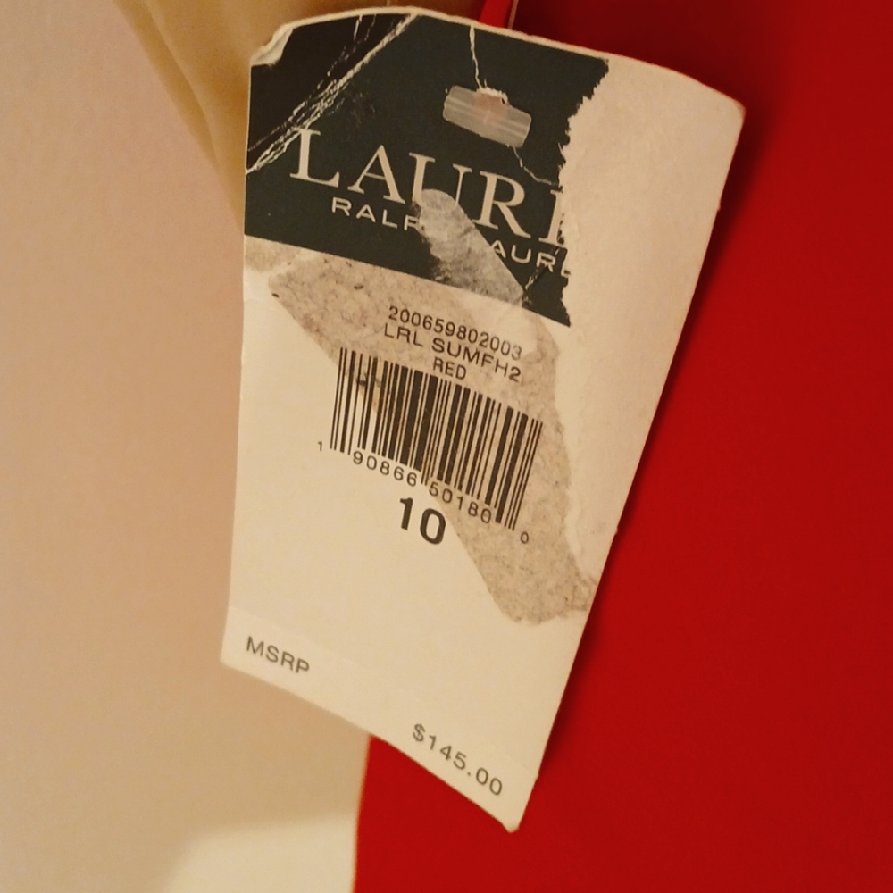 NWT Lauren Ralph Lauren Red Boat Neck Bell Sleeve Dress - Picture 10 of 12